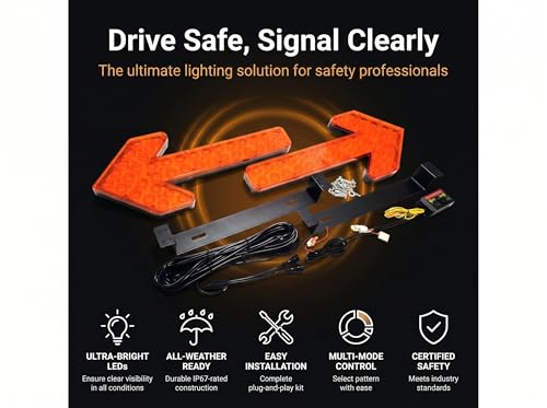CFLMYYXGS 12V-24V 640 LED Universal Waterproof Vehicle Arrow Pilot Signal Light Watering Cart Sweeper Work Car Construction Vehicle LED Pilot Light Wrecker Indicator Light bar(Amber-Case-Amber) - color: Amber-Case-Amber LED