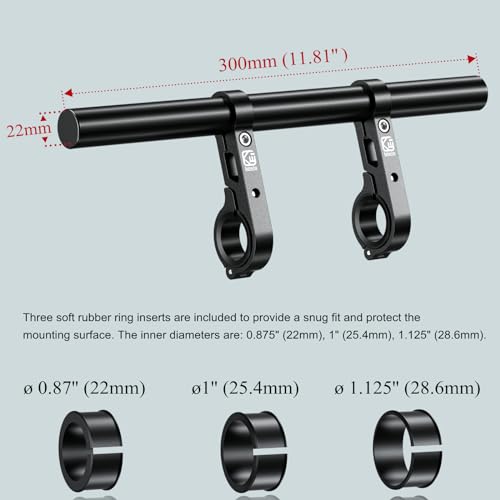 BRCOVAN Handlebar Extender Extensions with 11.81'' Long Cross Bar | Aluminum Alloy Materials, Fit 0.875'' / 1'' / 1.125'' / 1.26'' Handlebars for Bike Bicycle Motorcycle Scooter ATV