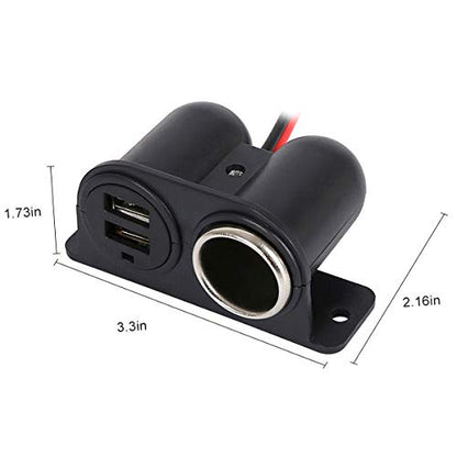 VizGiz Car Under Dash Mount Cigarette Lighter 3.1A Dual USB Power Charger Outlet Socket Plug Adapter Quick Charge DC Splitter Dashboard Expansion for 12V/24V Vehicle Truck SUV Motorcycle Boat