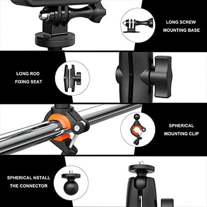 Handlebar/Seatpost/Pole Mount for Insta360 ACE Pro One X4 X3, X2, X, One R, RS, GO 2, GoPro, Bike Motorcycle Holder Head Super Clamp Mount Accessories