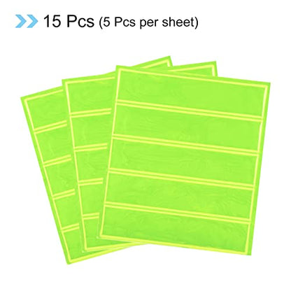 PATIKIL Reflective Stickers, 15 Pack 1 x 4.5" Waterproof Adhesive High Visibility Night Caution Warning Safety Tape Strips for Backpacks Bikes Helmets, Yellow - color: Yellow