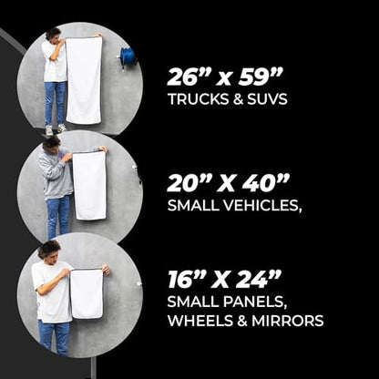 The Rag Company Dry Me A River, Professional Korean 70/30 Blend Microfiber Waffle-Weave Drying & Detailing Towels, Soft Suede Edges, 390 GSM, 20x40 Inches, White, 2-Pack - color: White, size: 20in x 40in