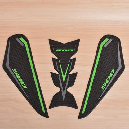 Motorcycle Side Fuel Tank pad Traction Pad Gas Knee Grip Protective Sticker Tankpad Protector fit for Ka&wa&sa&ki NINJA500/Z500 NINJA 500/Z 500 2024 2025 (Green)