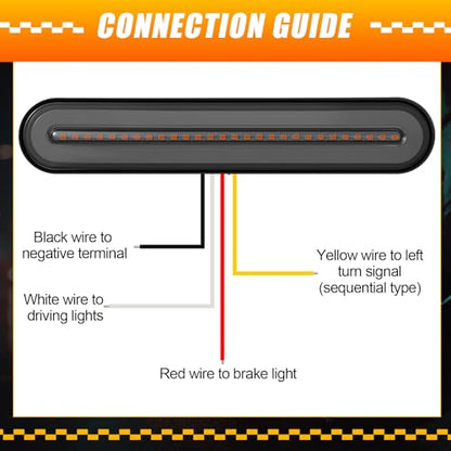 Lewtemi 2 Pcs 9" 3-in-1 Trailer Tail Light 12-30V Universal 100 LED Red Amber Sequential Strip, Running Stop Turn Signals Brake Lights, for Chopper Truck Atv Utv Adv Pickup Golf Cart - size: 9 Inch, style: Trailer Style