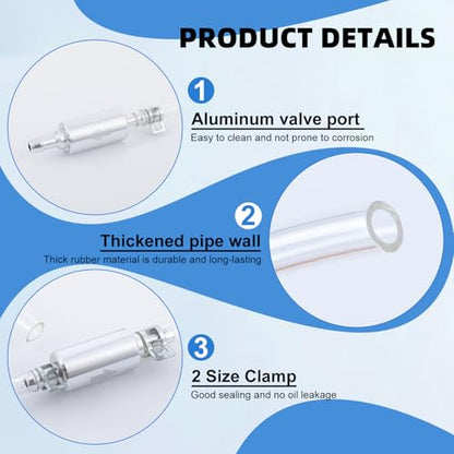 2 Pcs Brake Bleeder Hose - One Way Check Valve Tube Bleeding Tool Kit for Car Motorcycle Clutch,Universal Brake Fluid Bleeder Kit,Soft Tube with Metal Clips,Car Clutch Fluid Replacement Hose