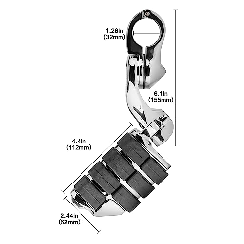 Motorcycle 1.25" Short Angled Highway Footpegs Adjustable Foot pegs Footrests with Clamps Mounts kit Compatible with Harley Touring Sportster Softail Street Glide with 1 1/4 inch Engine Guard