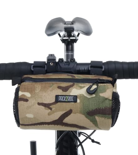 PACK2RIDE Perfecda Bike Handlebar Bag - Water Resistant, Durable Cordura Fabric & Bike Bag for Daily Trips- Front Biking Storage for Road, Gravel Riding (Multicam Camo) - color: Multicam Camo