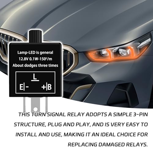Flasher Relay for LED Turn Signal CF14 LED Flasher Relay 3-Pin 12V LED Electronic Turn Signal Flash Plugin Flasher for Lights Fix Hazard Warn Hyper Blink Flash CF-14 EP35(Adjustable) - size: CF14 Adjustable