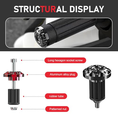 2 PCS Motorcycle Bar End Plug, Metal Rustproof Handlebar Grip End Caps, Personalized Moto Grips Ends Replacement, Universal for Most Dirt Bikes Motorcycle (Black) - color: Black