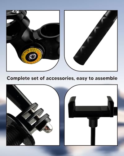 Motorcycle & Bicycle Selfie Stick, Third Person Perspective Handlebar Mount with 120cm Invisible Extension Pole for Ride Tracking Shooting, Compatible with GoPro Hero Insta360 DJI Osmo Action Camera