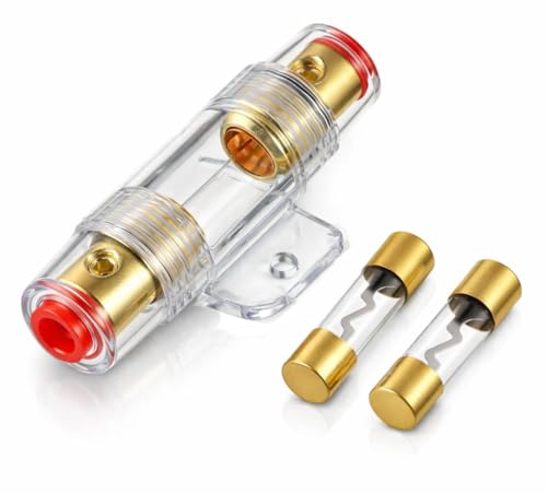MGI SpeedWare AGU Glass Fuse Holder Kit with 2pcs Fuse – Inline 12V Automotive Car Audio Fuse Block for Amplifiers, Car, Truck, Marine (60 AMP) - size: 60 AMP