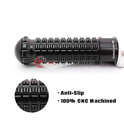 MC MOTOPARTS MPRO Black CNC Rider Foot Pegs Compatible with YZF R1 00-21 YZF R6 03-19 05 06 07 08 09 10 11 12 13 14 15 16 17 YZF R1M 15-21 R1S 16-19 20 21 22 - color: Black, size: No Extension