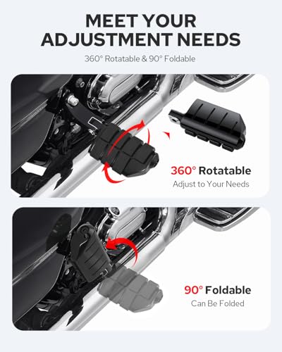 Benlari Passenger Foot Pegs, Passenger Mini Footboard Footpegs Fit for Harley Davidson Touring Road King Electra Glide Road Glide Street Glide 1993-2024 (Black) - color: Black