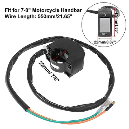 Motoforti DC 12V 7/8" 22mm Motorcycle Handlebar Switch Scooter Headlight Toggle Switch with on Off Push Button Gray - color: Gray