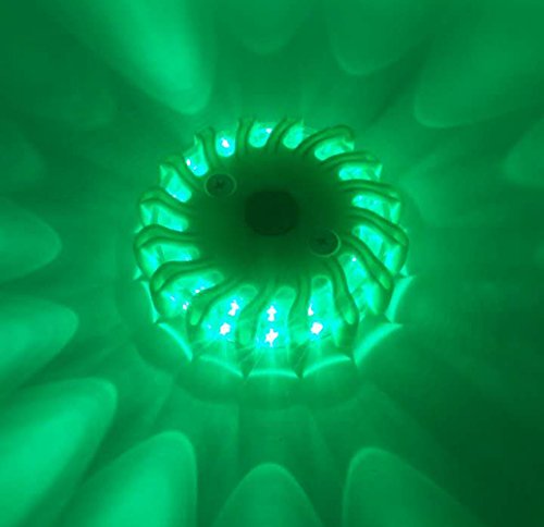 SAMDO Waterproof 9 Patterns Magnetic Beacon Lamp, Emergency Light, LED Road Flares Emergency Lights CR123A (Green)