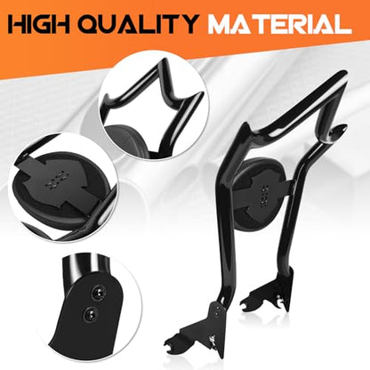 AUFER Motorcyle Rear Passenger Backrest Sissy Bar With Back Rest Pad Compatible With For Harley Touring Road King Electra Glide Street Glide Road Glide FLHR FLHX FLHT FLTR 2009-2025 Sissy Bar | Premium Stylish Sissy Bar Backrest,Quick Install & Easy Remov
