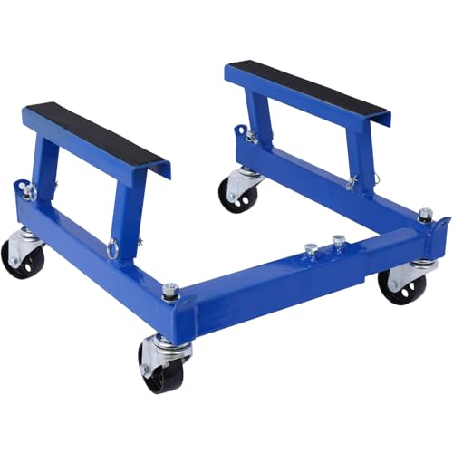 Motorcycle & ATV Maintenance Stand Hold Up to 1500lbs with Steel Frame Engine Cradle Dolly W/4 Locking (Blue) - color: Blue