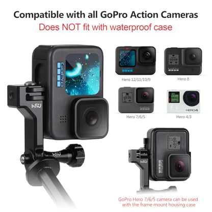 HSU Aluminum Vertical Bracket Adapter with 1/4"- 20 Hole for Gopro Hero 13/12/11/10/9/8/7/6/5/4 AKASO Campark Insta360 DJI Osmo Action and Other Action Cameras