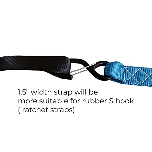 Soft Loop Tie Down Straps (4PK) Black Breaking Strength 10,000 LBS Heavy Duty 1.5 inch x 18 inch Motorcycle Soft tie Downs for UTV, ATV, Bicycle and Railer - color: Black