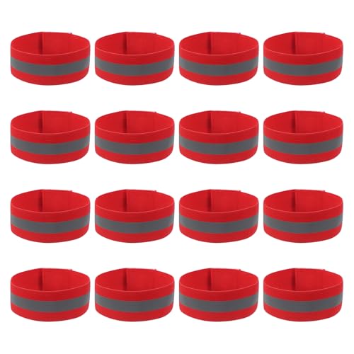 PATIKIL Reflective Bands for Wrist/Arm/Ankle/Leg, High Visibility Reflector Bands, Safety Reflector Tape Straps for Night Running Cycling Walking - color: Red