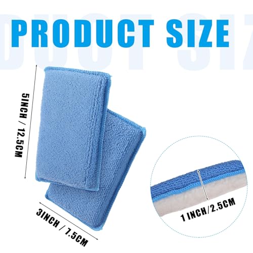 Mudder 8 Pcs Car Interior Scrubbing Sponge 5'' x 3'' Fiber Car Wax Applicator pad Household Cleaning Sponges for Leather Seat Couch Cleaning (Blue White) - color: Blue White