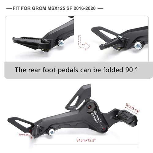 Minho Motorcyle Footpegs Right & Left Side in Aluminium Alloy Material Compatible with Honda Grom 2017-2020 Msx 125 SF, Black Color - size: Black L&R