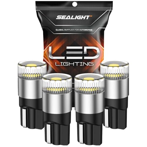 SEALIGHT 194 LED Bulbs 6000K White, License Plate Light 1000% Brightness W5W 168 2825 Car Interior Light Bulb Replacement for Dome Light, Map Light, T10 Courtesy Light, Pack of 4 - color: White, size: T10/194 - 4 Pack