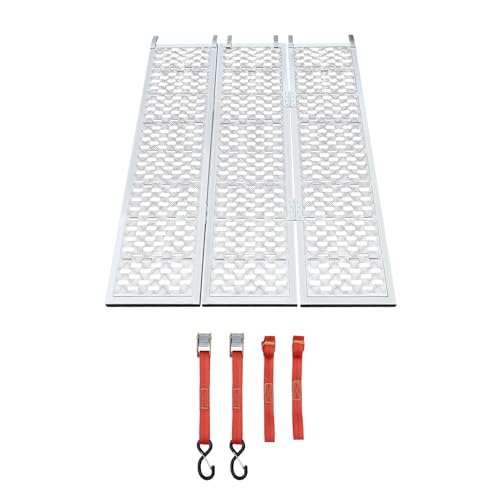 Loading Truck Ramps, Heavy Duty Motorcycle Ramps, Folding Ramps,1500 lbs Aluminum Alloy Loading Ramp,Trailers Ramp with Load Straps, for ATV/Motorcycles/Trucks,Silver (77" Lx54 W/Style A)