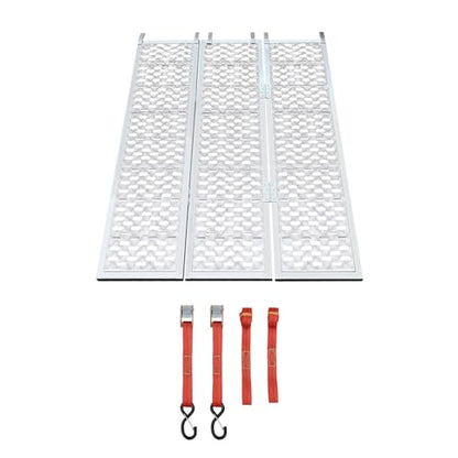 Folding Aluminum Trailer Ramp Loading Ramp with 4 Straps,1500lbs Loading Truck Folding Ramp,Heavy Duty Motorcycle Ramp for ATV,UTV,Trailer,Lawnmower (77''L x 54'' W)