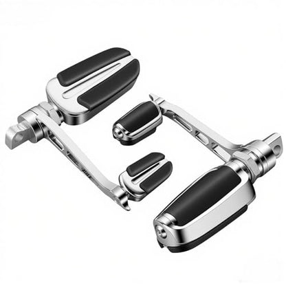 2 Pack Motorcycle Highway Foot Pegs Compatible With Harley Engine Guard 1.25 In Crash Bar Mount, Adjustable Angle Rider Rest Pegs, Non Slip Rubber Inserts, For Touring Long Distance Riding