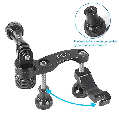 HSU Bike Handlebar Mount for GoPro, 360° Rotation Seat Post, 0.6-1.3inch Go Pro Motorcycle Mount Compatible with Hero 13/12/11/10/9/8/7/6, DJI Osmo Action AKASO and Other Action Cameras (Black) - color: Black