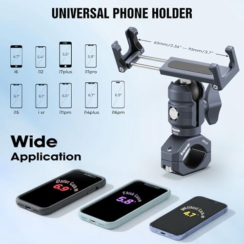 Motorcycle Phone Holder Kit for 4.7-7" Smartphone, Bar Clamp Fits 22-32mm (0.87-1.26") Handlebar/Round Bar, Aluminum Rotatable Magic Arm, Compatible with Motorcycle/ATV/Rail (KPS-08) - color: KPS-08