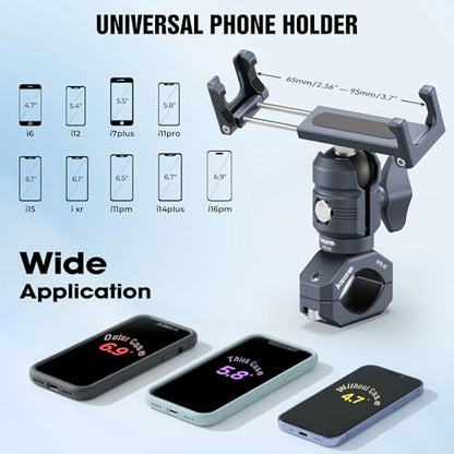 Motorcycle Phone Holder Kit for 4.7-7" Smartphone, Bar Clamp Fits 22-32mm (0.87-1.26") Handlebar/Round Bar, Aluminum Rotatable Magic Arm, Compatible with Motorcycle/ATV/Rail (KPS-08) - color: KPS-08