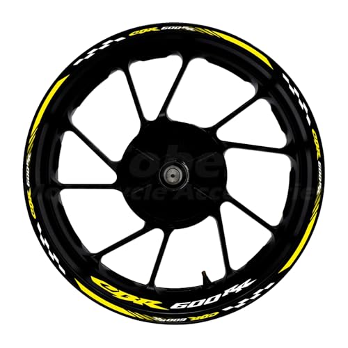 CBR 17 inch Wheel Rim Stickers Decals Tape Compatible with CBR600RR 2003-2025 F5 Motorcycle Reflective Rim Tapes Sticker Stripe (Yellow) - color: Yellow