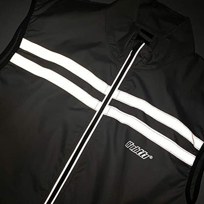 bpbtti Men's Hi-Viz Safety Running Cycling Vest Sleeveless Windbreaker vests- Windproof and Reflective - color: Grey, size: Large