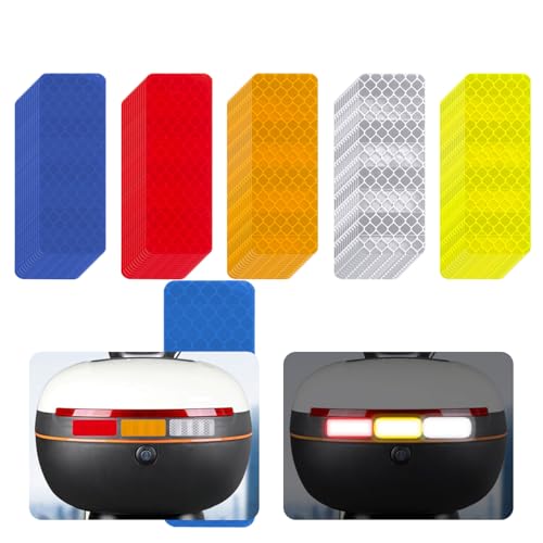 15 Pcs Reflective Safety Stickers, High Visibility Waterproof Tape Strips for Car, Motorcycle, Bike, Helmet, Mailbox, Bag, 1.18 x 3.15 Inch (15, Red/Silver/Blue/Yellow/Green)
