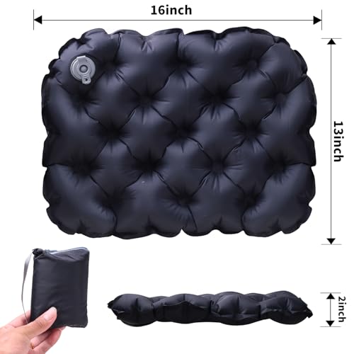 Inflatable Seat Cushion – Portable Lightweight Waterproof Travel & Stadium Seat Pad, Fast Inflate/Deflate Air Cushion for Camping, Hiking, Office, Tailbone Relief - color: Black