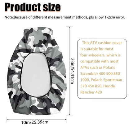 SEANATIVE Black Camo ATV Seat Cover Waterproof Non-Slip Universal Four Wheeler Seat Cover Motorcycle Passenger Seat Cushion Breathable Padded Protector - color: Black Camo
