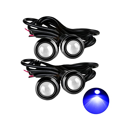 Eagle Eye LED Lights, DIY Ultra Thin 18mm Indicator Marker Light Daytime Running Lights DRL Tail Lights Fog Light Backup Light for Car Motor Motorcycle Truck Boat (BK Shell-Blue,4PCS) - color: BK Shell-Blue, size: 4PCS