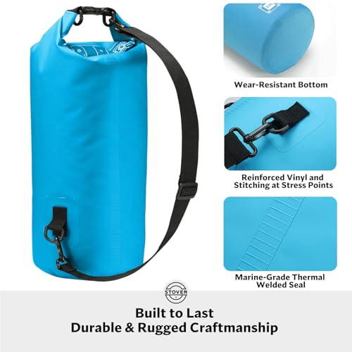 STOVER 5/10/25/30/40/55L Waterproof Dry Bag- Roll-Top Backpack w/Phone Case- Kayaking, Hiking, Camping, Boating- Men/Women - color: 10l Blue, size: 10L