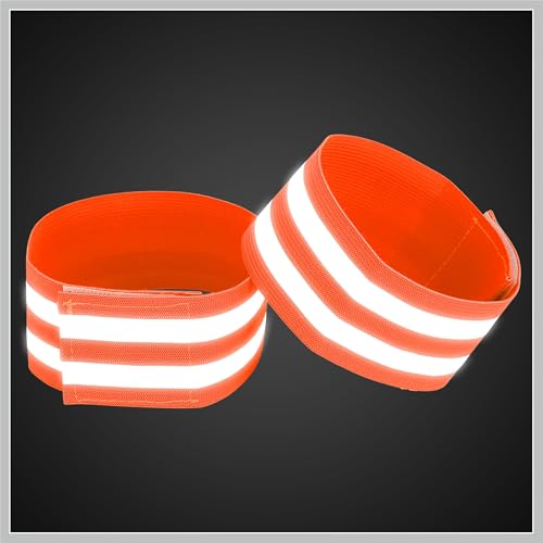 8pcs Reflective Bands for Arm Reflective Armbands High Visibility Night Cycling Riding Reflector Tape Straps Bracelet Orange Replacement Car Parts