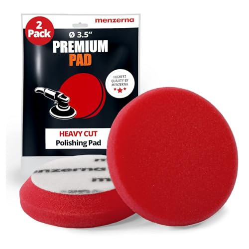 menzerna 3.5 Inch 2X Premium Polishing Pads Heavy Cut for Scratch Repair I Body Repair and Detailing Pads with Safety Edge & Velcro Attachment I Washable & Long Lasting - style: Heavy Cut Pad