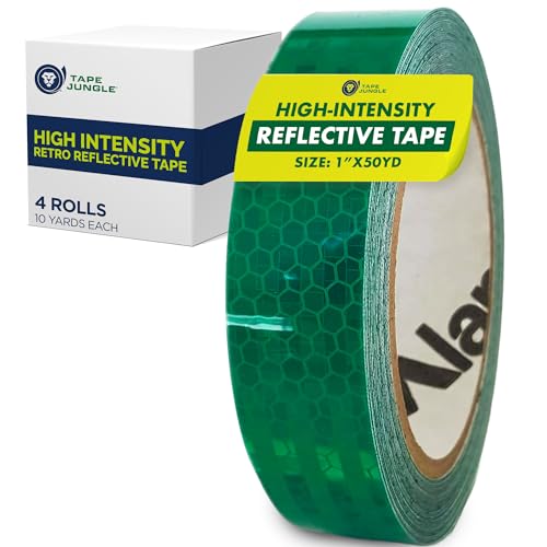 High Intensity Retro Reflective Tape (HXREF) [4 Rolls] 1" (25mm) x 10 yds Green - color: Green, size: 1"(25mm) [4 rolls]