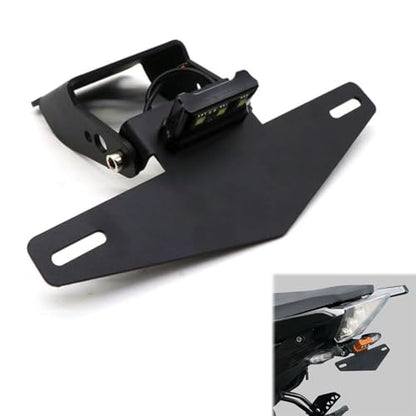 Motorcycle License Plate Bracket Mount Holder with Light Adjustable License Plate Frame Fender Eliminator with LED Light Tail Tidy Device Fit for KTM Duke 125 200 250 390 2017-2019