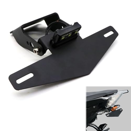 Motorcycle License Plate Bracket Mount Holder with Light Adjustable License Plate Frame Fender Eliminator with LED Light Tail Tidy Device Fit for KTM Duke 125 200 250 390 2017-2019