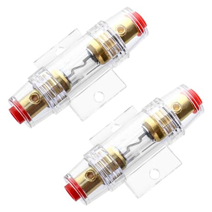 QWORK 4-8 AWG In-line Fuse Holder with 60A AGU Fuses - 2 Pack Waterproof Inline Fuse Holder