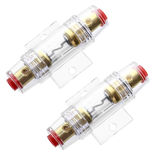 QWORK 4-8 AWG In-line Fuse Holder with 60A AGU Fuses - 2 Pack Waterproof Inline Fuse Holder