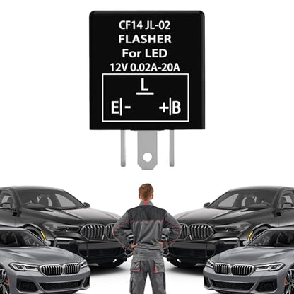 Flasher Relay for LED Turn Signal CF14 LED Flasher Relay 3-Pin 12V LED Electronic Turn Signal Flash Plugin Flasher for Lights Fix Hazard Warn Hyper Blink Flash CF-14 EP35(Fixed) - size: CF14 Fixed