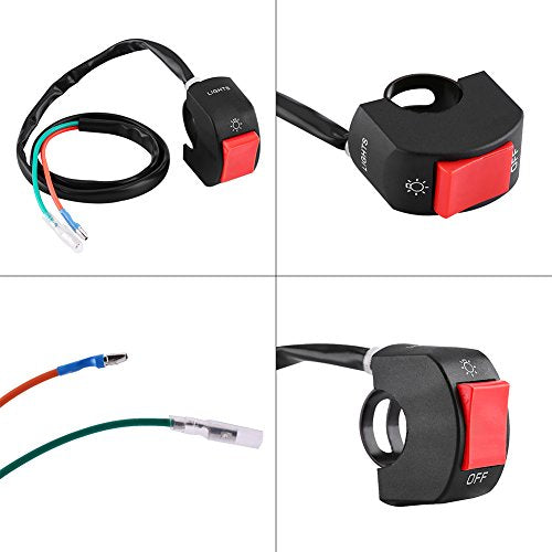 7/8inch Motorcycle Handlebar Switch Control,Universal Mount LED Headlight On/Off Switch with Button for Motorcycle Dirt Bike ATV LED Headlight Light (Red) - color: Red
