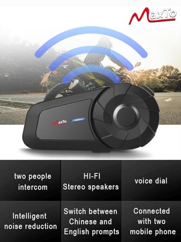 MAXTO Motorcycle Bluetooth Headset, MX1 2-Riders 800M Universal Intercom Communication Systems, HiFi Stereo Sound/IPX6 Waterproof, Motorcycle Helmet Speaker-Intercom-Headset 2 Pack - size: 2 Pack